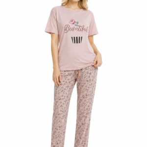 Beautiful Graphic Pyjama Set Dusty Rose