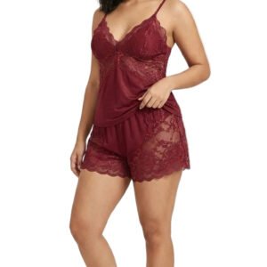 Crimson Rose Satin Slip Dress Crimson Red