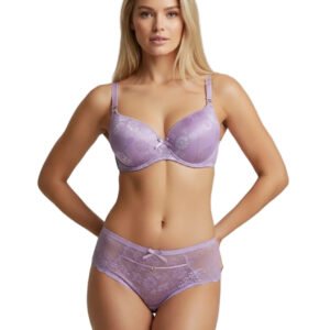 Scarlet Bloom Lace Push Up Bra Set (Orchid Pink) by Velmora.