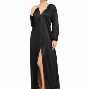 Midnight Satin Lace Maxi Gown Midnight Black