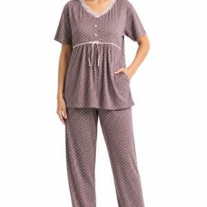 Mocha Polka Dot Pyjama Set Mocha Brown