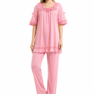 Petal Ruffle Lace Pyjama Set Candy Pink
