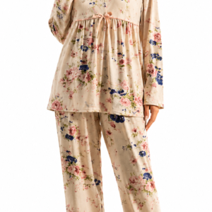 Rosette Garden Floral Pyjama Set Cream