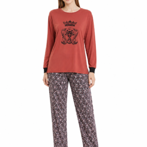 Royal Teddy Bear Pyjama Set Rust Red