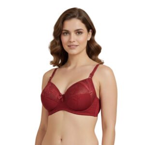 Pure Comfort Non-Wired and Non-Padded Cotton Bra (Ruby Red) by Velmora
