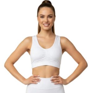 Seamless Comfort V-Neck Crop-Top Bra (Pure White) by Velmora