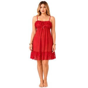 Red Lace Ruffle Babydoll Nightdress