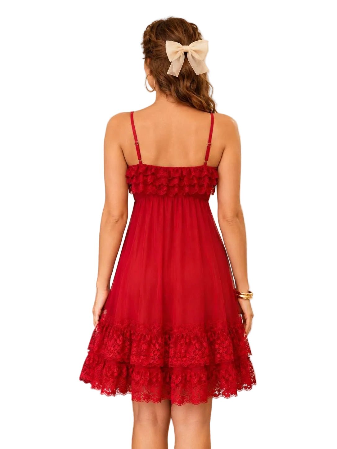 Red Lace Satin Nighty for Women – Elegant Sleepwear - Image 2